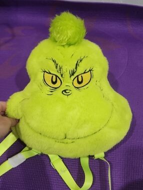 Justice Lime Green Grinch Plush Backpack